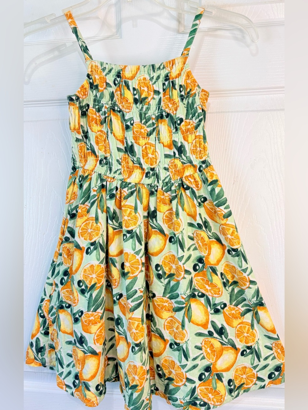 Abercrombie Kids~Girls Lemon‎  Summer Fruit Linen Party Dress Pockets 5/6
